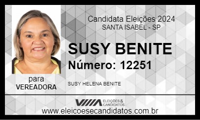 Candidato SUSY BENITE 2024 - SANTA ISABEL - Eleições