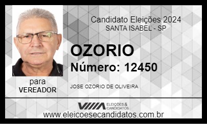 Candidato OZORIO 2024 - SANTA ISABEL - Eleições