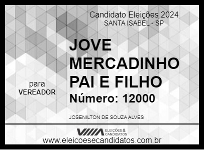 Candidato JOVE MERCADINHO PAI E FILHO 2024 - SANTA ISABEL - Eleições