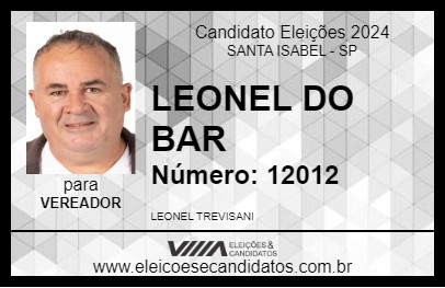 Candidato LEONEL DO BAR 2024 - SANTA ISABEL - Eleições