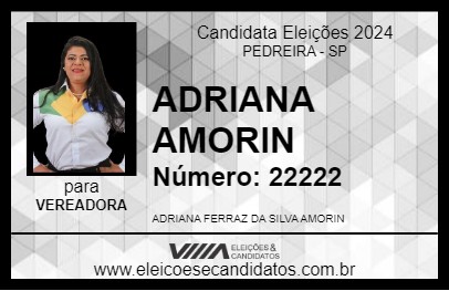 Candidato ADRIANA AMORIN 2024 - PEDREIRA - Eleições