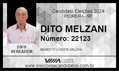 Candidato DITO MELZANI 2024 - PEDREIRA - Eleições