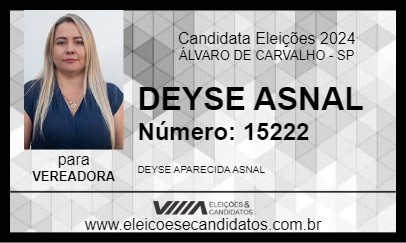 Candidato DEYSE ASNAL 2024 - ÁLVARO DE CARVALHO - Eleições