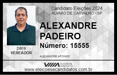 Candidato ALEXANDRE PADEIRO 2024 - ÁLVARO DE CARVALHO - Eleições