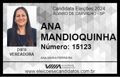 Candidato ANA MANDIOQUINHA 2024 - ÁLVARO DE CARVALHO - Eleições