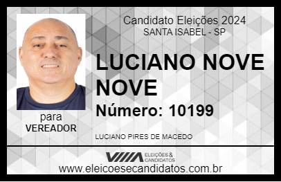 Candidato LUCIANO NOVE NOVE 2024 - SANTA ISABEL - Eleições