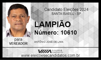 Candidato LAMPIÃO 2024 - SANTA ISABEL - Eleições