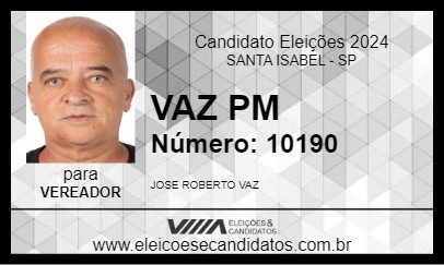 Candidato VAZ PM 2024 - SANTA ISABEL - Eleições