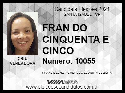 Candidato FRAN DO 55 2024 - SANTA ISABEL - Eleições