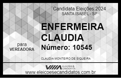 Candidato ENFERMEIRA CLAUDIA 2024 - SANTA ISABEL - Eleições