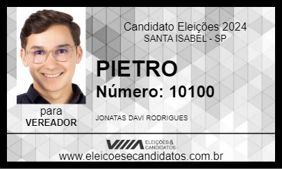 Candidato PIETRO 2024 - SANTA ISABEL - Eleições