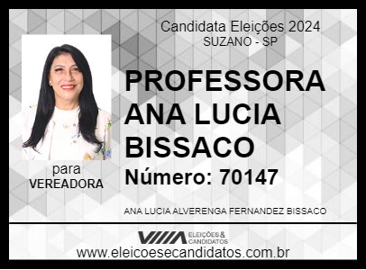 Candidato PROFESSORA ANA LUCIA BISSACO 2024 - SUZANO - Eleições