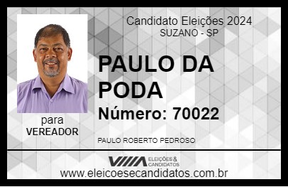 Candidato PAULO DA PODA 2024 - SUZANO - Eleições