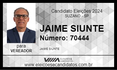 Candidato JAIME SIUNTE 2024 - SUZANO - Eleições