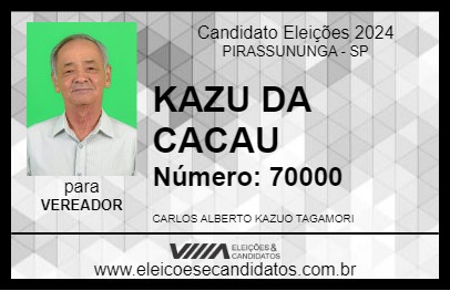 Candidato KAZU DA CACAU 2024 - PIRASSUNUNGA - Eleições