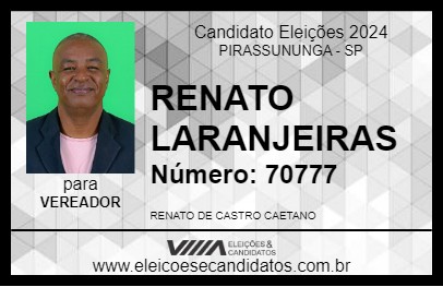 Candidato RENATO LARANJEIRAS 2024 - PIRASSUNUNGA - Eleições