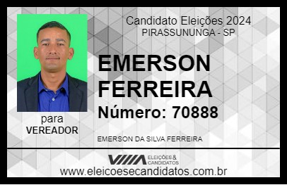 Candidato EMERSON FERREIRA 2024 - PIRASSUNUNGA - Eleições