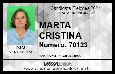 Candidato MARTA CRISTINA  2024 - PIRASSUNUNGA - Eleições