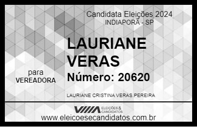 Candidato LAURIANE VERAS 2024 - INDIAPORÃ - Eleições