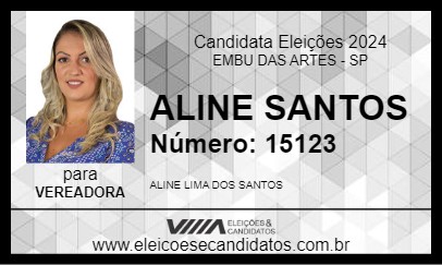 Candidato ALINE SANTOS 2024 - EMBU DAS ARTES - Eleições