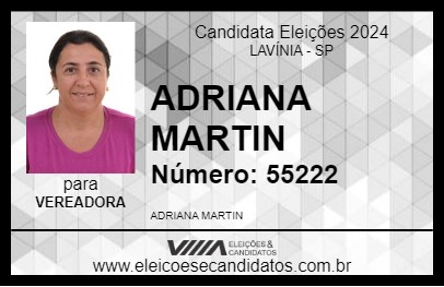 Candidato ADRIANA MARTIN 2024 - LAVÍNIA - Eleições