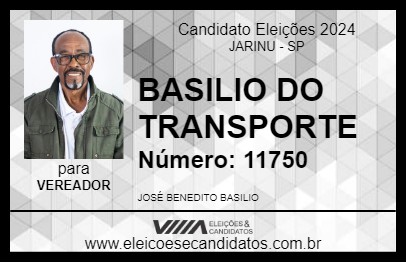 Candidato BASILIO DO TRANSPORTE 2024 - JARINU - Eleições