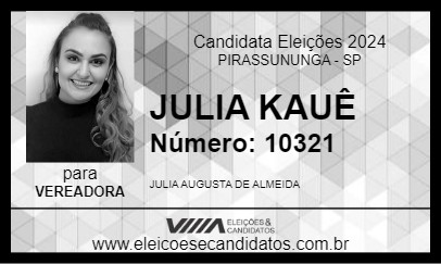 Candidato JULIA KAUÊ 2024 - PIRASSUNUNGA - Eleições