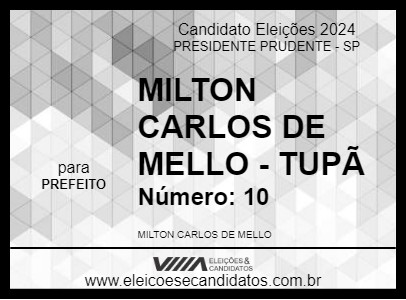 Candidato MILTON CARLOS DE MELLO - TUPÃ 2024 - PRESIDENTE PRUDENTE - Eleições