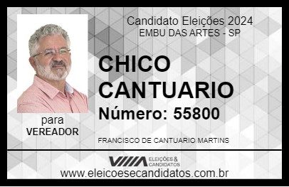 Candidato CHICO CANTUARIO 2024 - EMBU DAS ARTES - Eleições