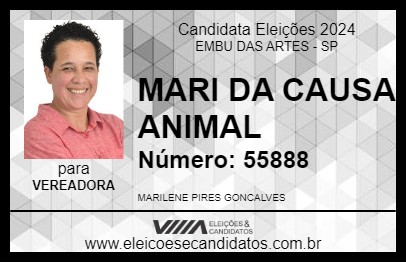 Candidato MARI DA CAUSA ANIMAL 2024 - EMBU DAS ARTES - Eleições