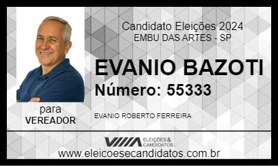 Candidato EVANIO BAZOTI 2024 - EMBU DAS ARTES - Eleições