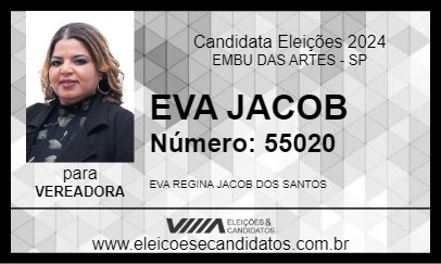 Candidato EVA JACOB 2024 - EMBU DAS ARTES - Eleições