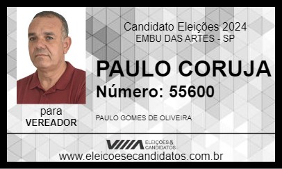 Candidato PAULO CORUJA 2024 - EMBU DAS ARTES - Eleições