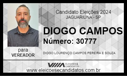 Candidato DIOGO CAMPOS 2024 - JAGUARIÚNA - Eleições