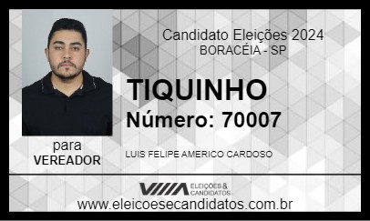 Candidato TIQUINHO 2024 - BORACÉIA - Eleições