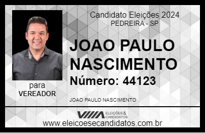 Candidato JOAO PAULO NASCIMENTO 2024 - PEDREIRA - Eleições