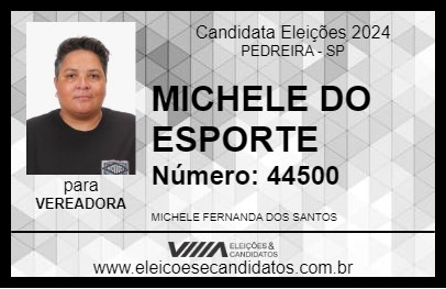 Candidato MICHELE DO ESPORTE 2024 - PEDREIRA - Eleições