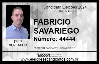 Candidato FABRICIO SAVARIEGO 2024 - PEDREIRA - Eleições