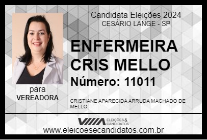 Candidato ENFERMEIRA CRIS MELLO 2024 - CESÁRIO LANGE - Eleições