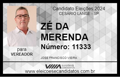 Candidato ZÉ DA MERENDA 2024 - CESÁRIO LANGE - Eleições