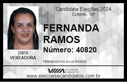 Candidato FERNANDA RAMOS 2024 - CUNHA - Eleições