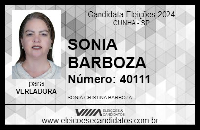 Candidato SONIA BARBOZA 2024 - CUNHA - Eleições