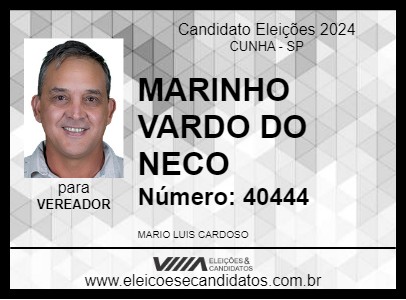 Candidato MARINHO VARDO DO NECO 2024 - CUNHA - Eleições