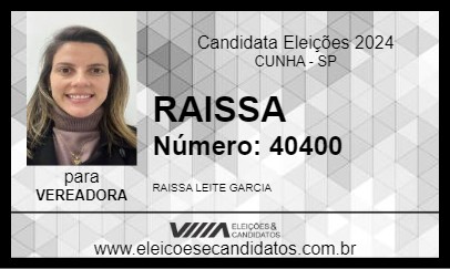 Candidato RAISSA 2024 - CUNHA - Eleições