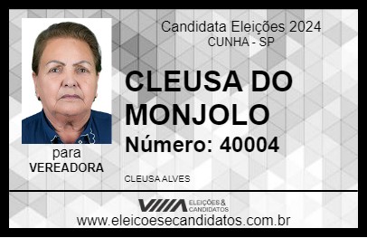 Candidato CLEUSA DO MONJOLO 2024 - CUNHA - Eleições