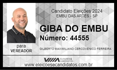 Candidato GIBA DO EMBU 2024 - EMBU DAS ARTES - Eleições