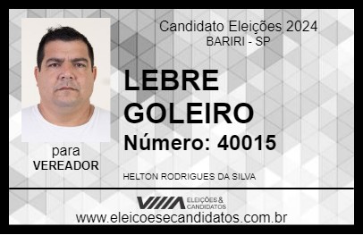 Candidato LEBRE GOLEIRO 2024 - BARIRI - Eleições