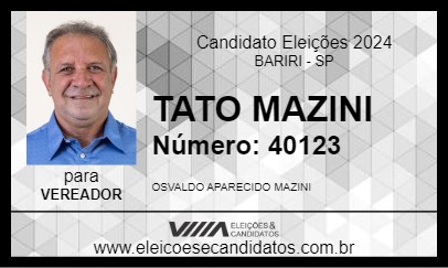 Candidato TATO MAZINI 2024 - BARIRI - Eleições