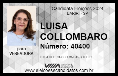 Candidato LUISA COLLOMBARO 2024 - BARIRI - Eleições