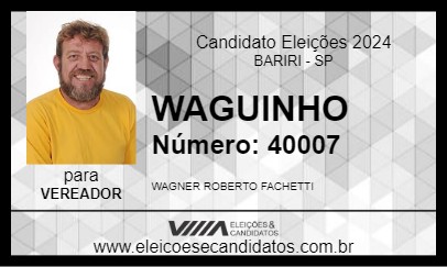 Candidato WAGUINHO 2024 - BARIRI - Eleições